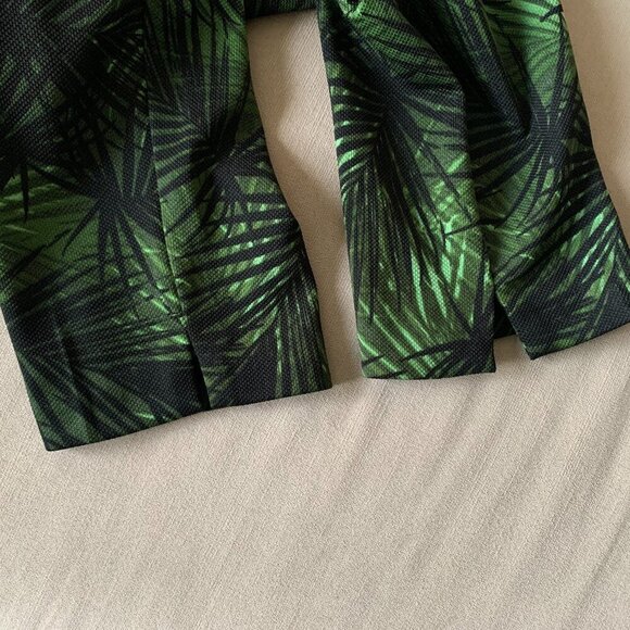 Dorothy Perkins Green Black Leaf Print Slim Trouser Dress Pants Resort Corpcore - Picture 14 of 16